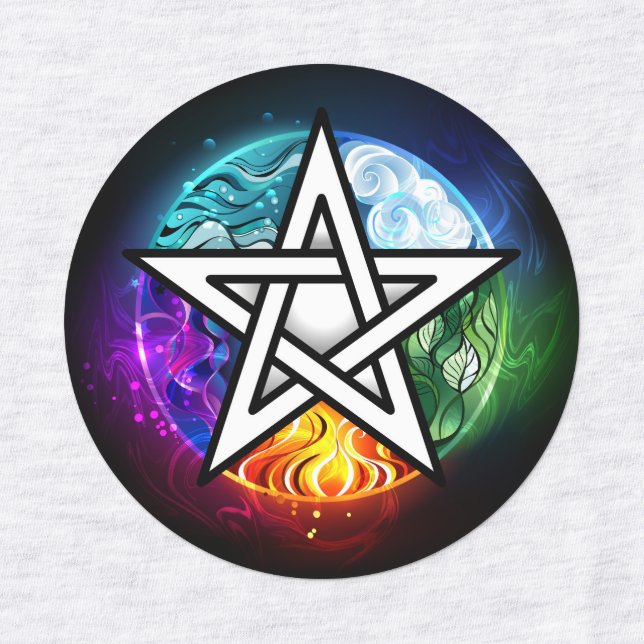 Étiquettes pentagramme du Wiccan (Design 1)