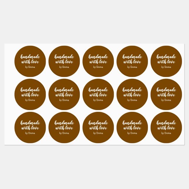 Étiquettes Personalized Handmade with Love Minimalist (Feuille)