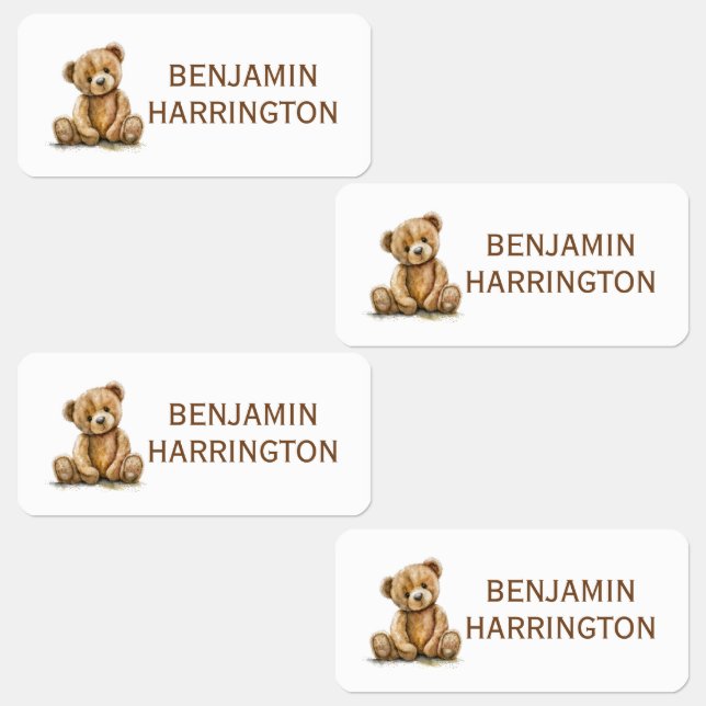 Étiquettes Personalized Watercolor Teddy Bear (Groupe)