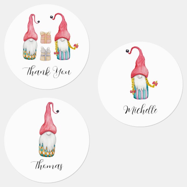 Étiquettes Personnalisé Cute Vintage Noël Cadeau Gnome (Groupe)