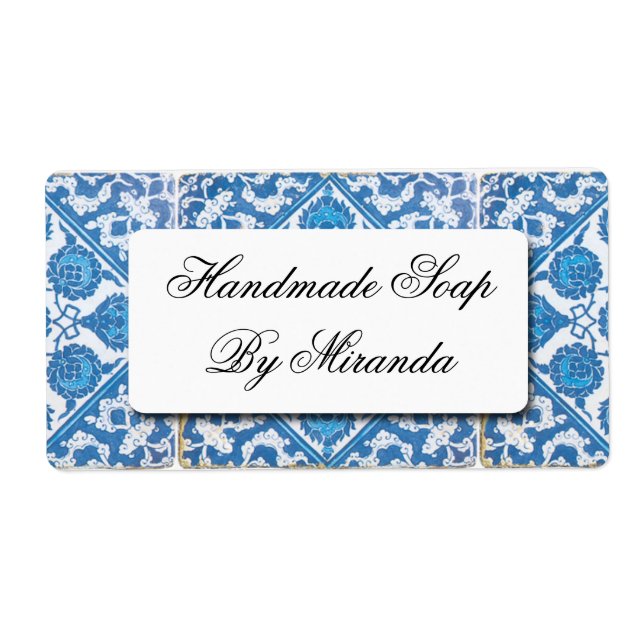 Étiquettes personnalisées Bleu Blanc Delft Cornflo (Devant)