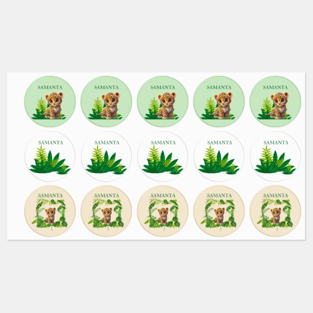 Étiquettes personnalisées léopard imperméables  (Feuille)