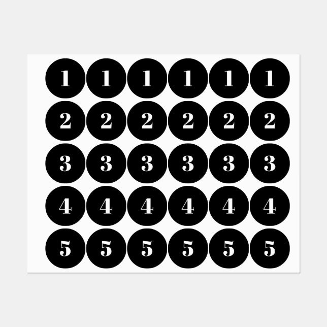 Étiquettes Personnaliser monogramme initial / nombre noir bla (Feuille)