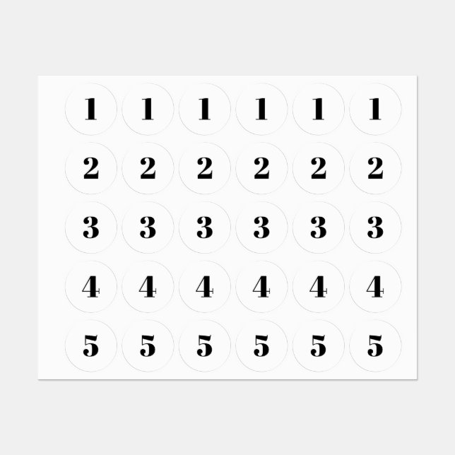 Étiquettes Personnaliser monogramme initial / nombre noir bla (Feuille)