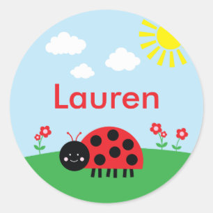 Étiquettes personnalisés par coccinelle rouge
