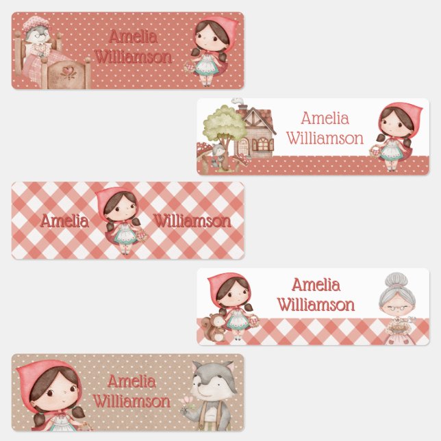 Étiquettes Petit chapeau rouge de l'équitation maternelle pré (Groupe)