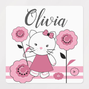 Étiquettes Petit chaton, chaton, mignonne, pour fille, bébé,