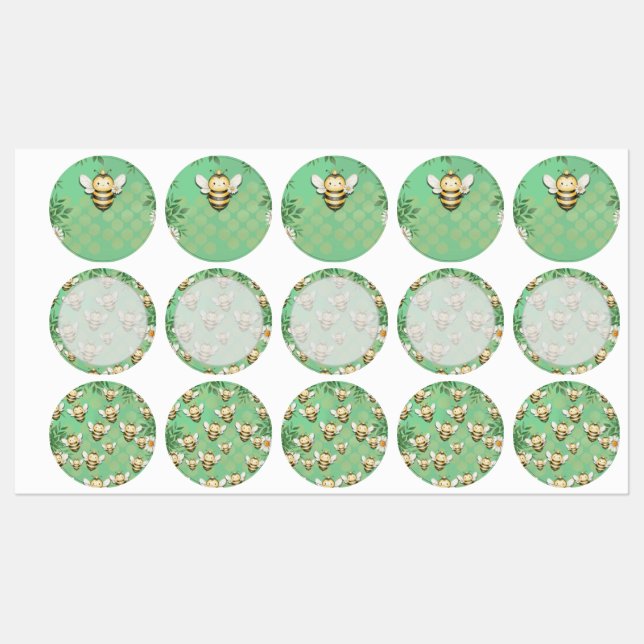 Étiquettes Petite bee buzz boisson alimentaire autocollants é (Feuille)