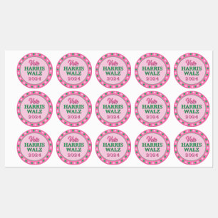 Étiquettes Pink Green Clover 2024 Vote Harris Walz
