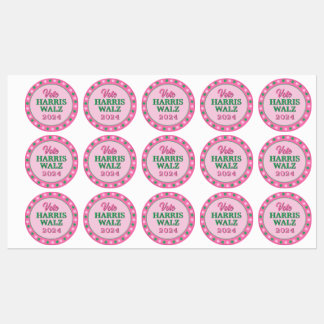 Étiquettes Pink Green Clover 2024 Vote Harris Walz