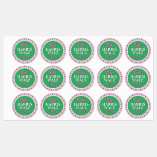 Étiquettes Pink Green Clover 2024 Vote Harris Walz