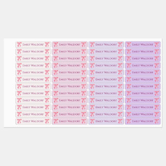 Étiquettes Pink & Purple Clothing School Labels with Bow