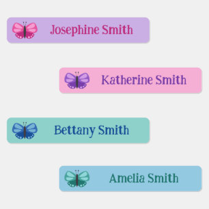 Étiquettes Pink Purple Mint Blue Cute Butterfly Ajouter un no