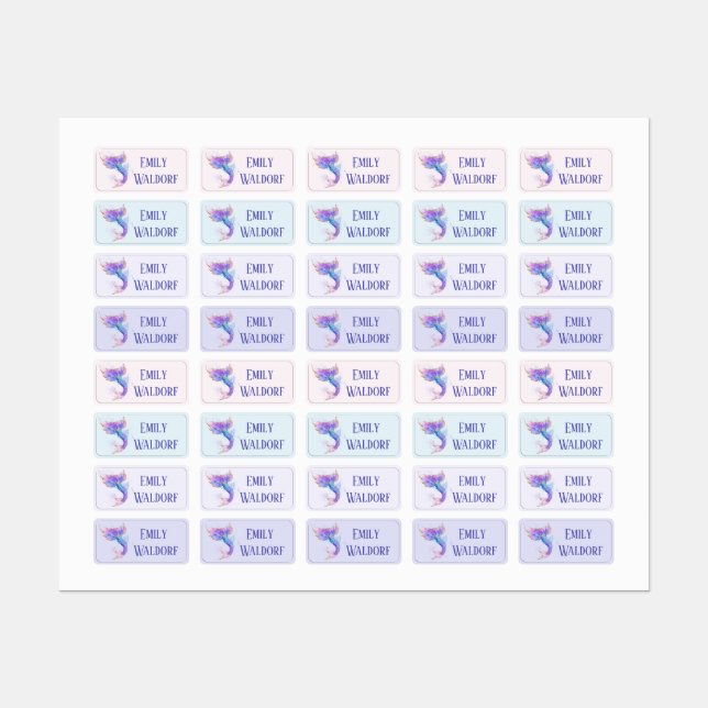 Étiquettes Pink Siren Kids' Name Clothing School Labels (Feuille)