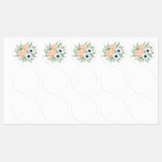 Étiquettes Pivoine et fleur d'anémone blanche florale à l'aqu