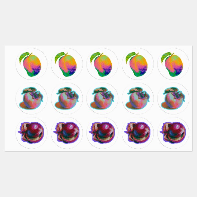Étiquettes Pixel Glitch Art de Fruit (Feuille)