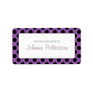 Étiquettes Plate-forme Polka violet et noir