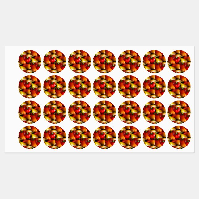 Étiquettes Poivrons rouges et jaunes (Feuille)