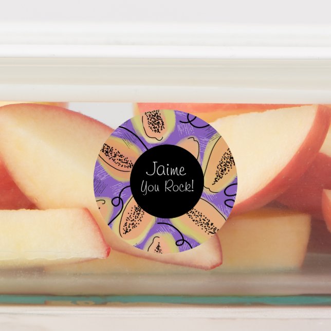 Étiquettes Pop Funk Papayas boîte à déjeuner de nourriture (Apposé)