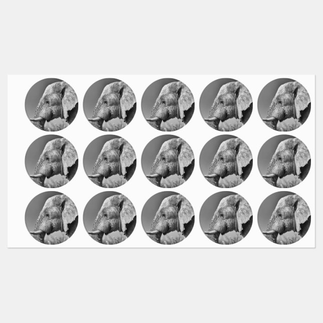 Étiquettes Portrait d'éléphant (Feuille)