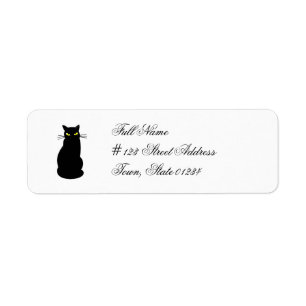 Étiquettes postales de chat noir