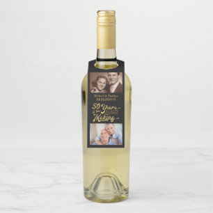 Étiquettes Pour Bouteilles 50e anniversaire Alors et maintenant Photos Black