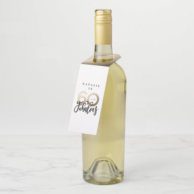 Étiquettes Pour Bouteilles 60 ans et fabuleux merci cadeau de naissance moder (Incliné)