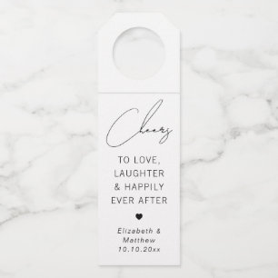 Étiquettes Pour Bouteilles À l'amour et aux rires   Cadeau de mariage minimal
