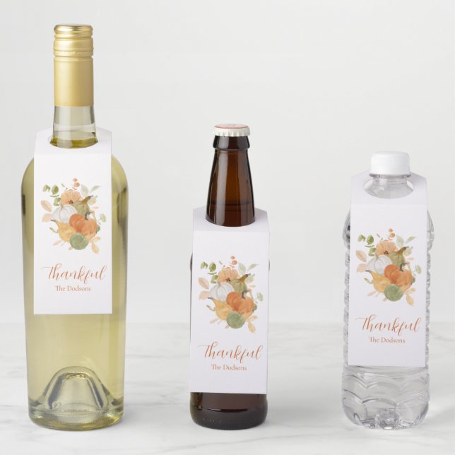 Étiquettes Pour Bouteilles Action de grâce (En situation)