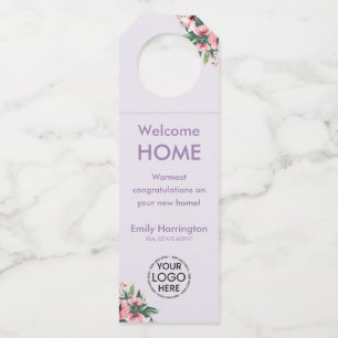Étiquettes Pour Bouteilles Agent immobilier Mauve Blush Bloom Jour de Clôture