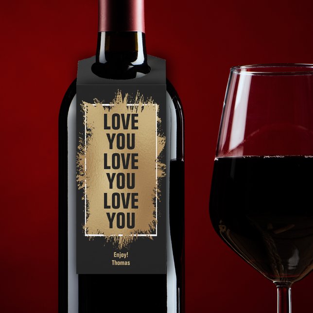 Étiquettes Pour Bouteilles AIMER VOUS Texte Pile or sur Noir (Créateur téléchargé)