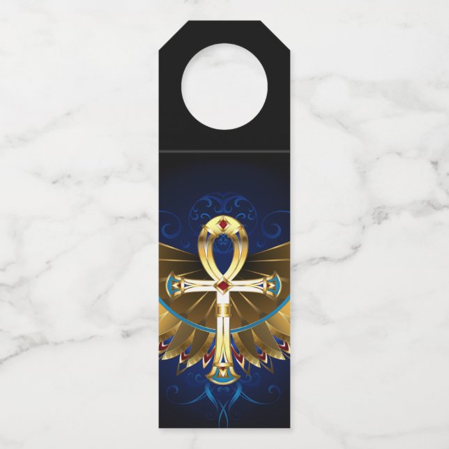Étiquettes Pour Bouteilles Ankh or avec ailes (Devant)