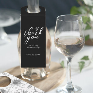 Étiquettes Pour Bouteilles Appel à l'amour Calligraphie Merci Floral Blanc & 