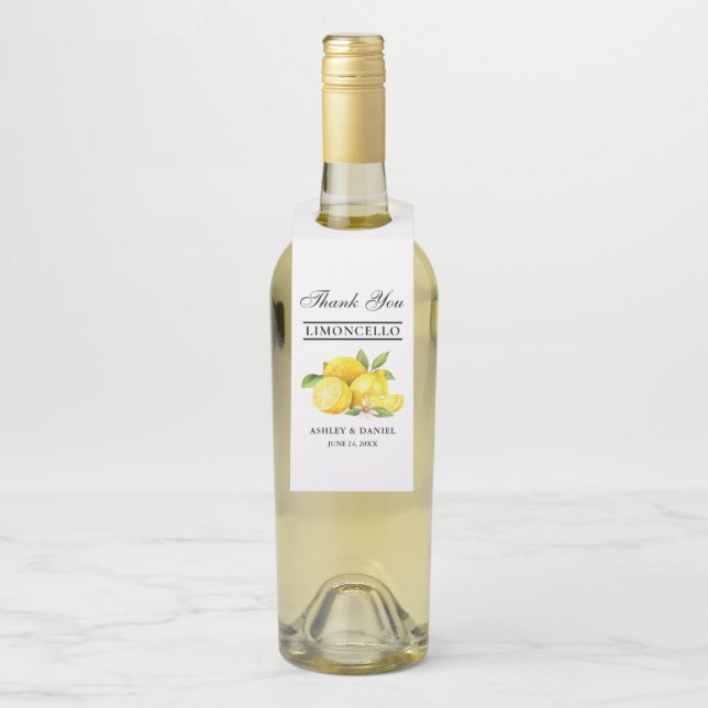 Étiquettes Pour Bouteilles Aquarelle Citrons Limoncello Mariage Kraft (Sur bouteille)
