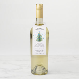 Étiquettes Pour Bouteilles Aquarelle entreprise Noël