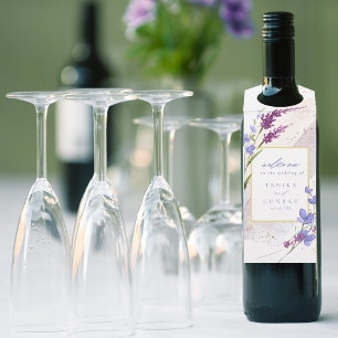 Étiquettes Pour Bouteilles Aquarelle fleur sauvage Mariage Bienvenue Peri ID9