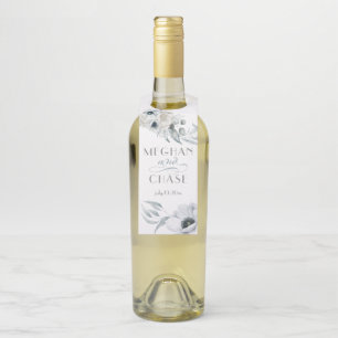 Étiquettes Pour Bouteilles Aquarelle florale bleue magnifique