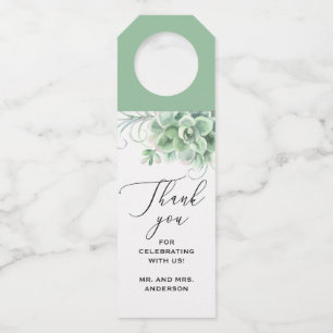 Étiquettes Pour Bouteilles Aquarelle florale succulents mariage merci
