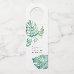 Étiquettes Pour Bouteilles Aquarelle Monstera Vin Feuille