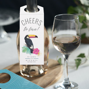 Étiquettes Pour Bouteilles Aquarelle Tropical Cheers to Love Turquoise ID577