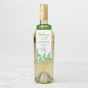 Étiquettes Pour Bouteilles Aquarelle Verdure Bienvenue à notre mariage