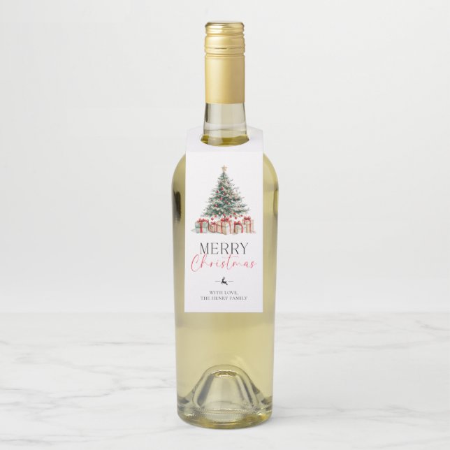 Étiquettes Pour Bouteilles Arbre de Noël Joyeux cadeau de Noël (Sur bouteille)
