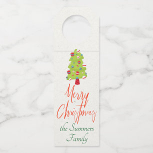 Étiquettes Pour Bouteilles Arbre de Noël Moderne Joyeux Noël