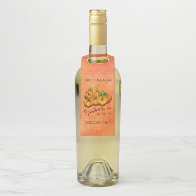 Étiquettes Pour Bouteilles Arrière - plan Orange Et Citrouille (Sur bouteille)