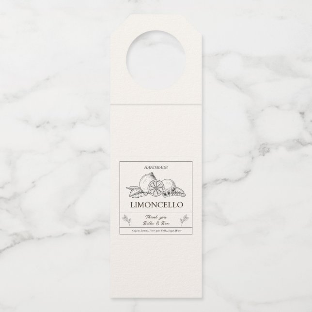 Étiquettes Pour Bouteilles Artisanat moderne Citron Mariage Limoncello (Devant)