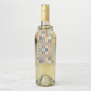 Étiquettes Pour Bouteilles Aspect vieilli, motif patchwork matelassé