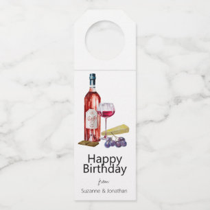 Étiquettes Pour Bouteilles Balise Aquarelle vin amoureux Anniversaire porte-b