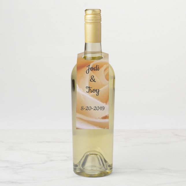 Étiquettes Pour Bouteilles Balise de vin Mariage rose jaune (Sur bouteille)