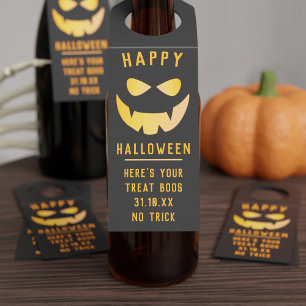 Étiquettes Pour Bouteilles Balise Halloween Citrouille Jack-o'-lantern Bottle