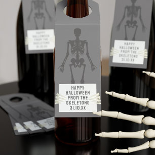 Étiquettes Pour Bouteilles Balise Halloween Party Skeleton Bones Bottle Hange